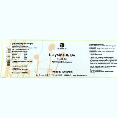 De Groene Os L-Lysine / B6 Hond / Kat