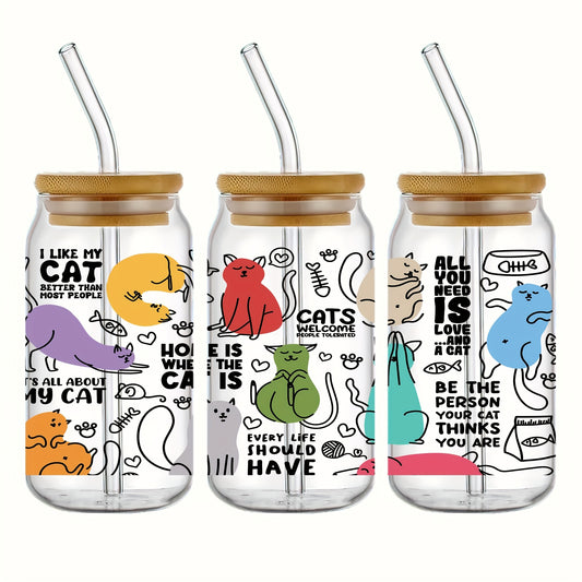 Drinkbeker - Cartoonhonden en Katten - 5 stuks 500ml Drinkglazen - Vrolijke kleuren en leuke teksten - Dogzoo