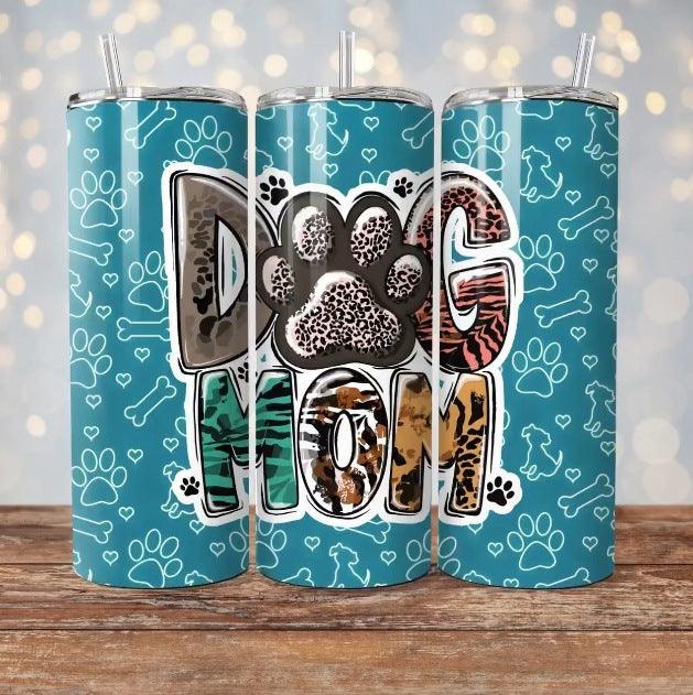 Drinkbeker met Rietje Dog Mom Blauw