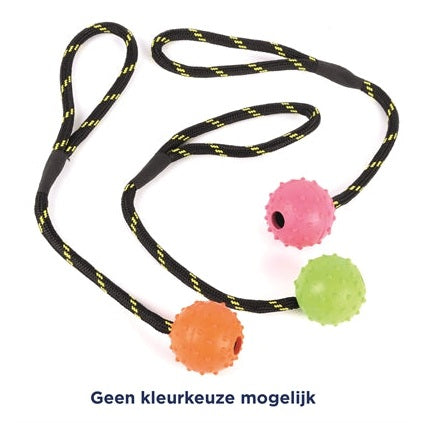 Happy Pet Tough Toys Bal Studded Aan Touw Rubber