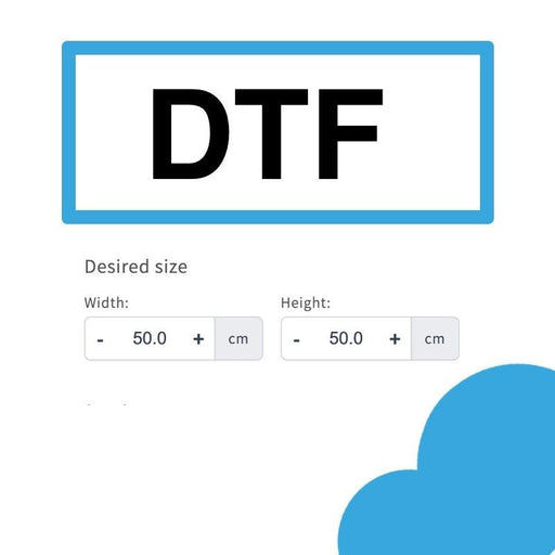 Live Product Options Dimension Upload DTF