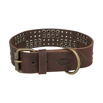Trixie Halsband Hond Rivet Rustic Vetleer Donkerbruin