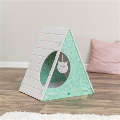 Trixie Kattenmand Speelbox Lucy Driehoekig Vilt Zand / Groen