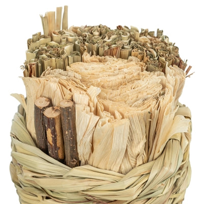 Trixie Mand Gras Met Hooi / Maisbladeren / Houten Stokjes