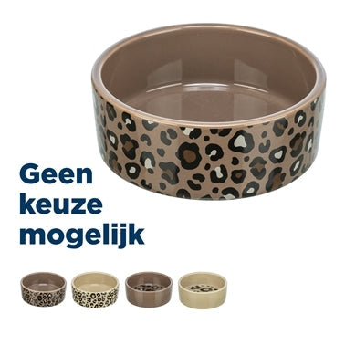 Trixie Voerbak / Drinkbak Leo Kat Keramiek Panterprint Assorti