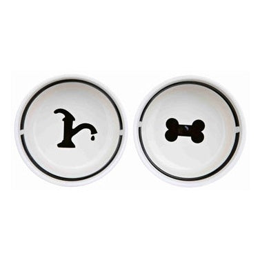 Trixie Voerbak / Drinkbak Set Eat On Your Feet Wit / Zwart
