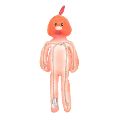 Zolux Furry Farm Haan Brock Pluche Met Touw Oranje 36,5X16X6 Cm