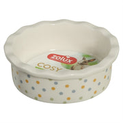 Zolux Voerbak Cosy Gestipt Keramiek Wit 10X10X3,5 Cm 100 Ml
