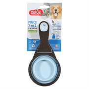 Zolux Voerschep 2 In 1 Schep / Afsluitklem Silicone Blauw 19,5X10X4 Cm