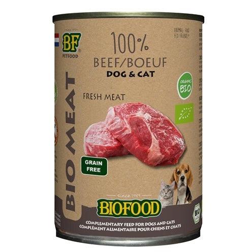 Biofood Organic Hond 100% Rund Blik 400 GR (12 stuks)-HOND-BIOFOOD-Dogzoo