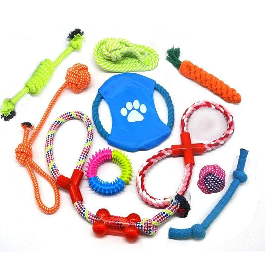 Dogzoo - Honden speelgoed - Speelgoed - Honden - 9 Stuks - Hondenspeelgoed - Puppy speelgoed - Baby speelgoed - Kauwspeelgoed - Hondenbal - Hondentouw - Dogzoo