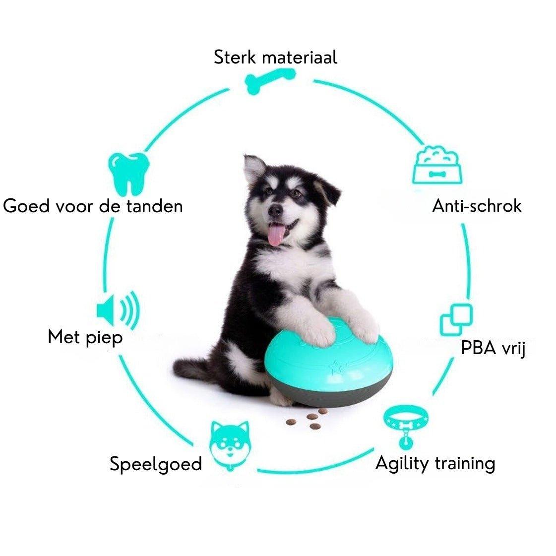 Dogzoo - Intelligentie speelgoed, snack en voerbal in één - 15x9cm - Dogzoo