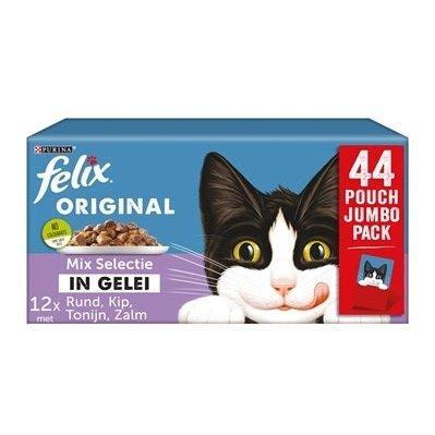 Felix Pouch Original In Gelei Mix Box Rund / Kip / Tonijn / Zalm 44X85 GR - Dogzoo