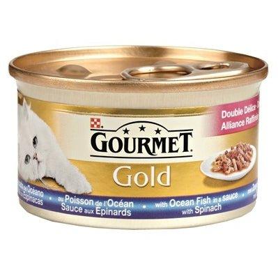 Gourmet Gold Luxe Mix Zeevis In Saus Met Spinazie 85 GR 24 stuks - Dogzoo