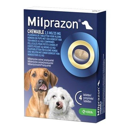 Krka Milprazon Kauwtabletten Ontwormingstabletten Hond-HOND-KRKA->0,5 KG 2,5 MG/25 MG 4 TBL (409918)-Dogzoo