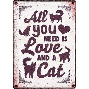 Plenty Gifts Waakbord Blik All You Need Is Love And A Cat
