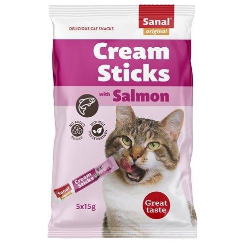 Sanal Cream Sticks Kat Zalm 5X15 GR - Dogzoo