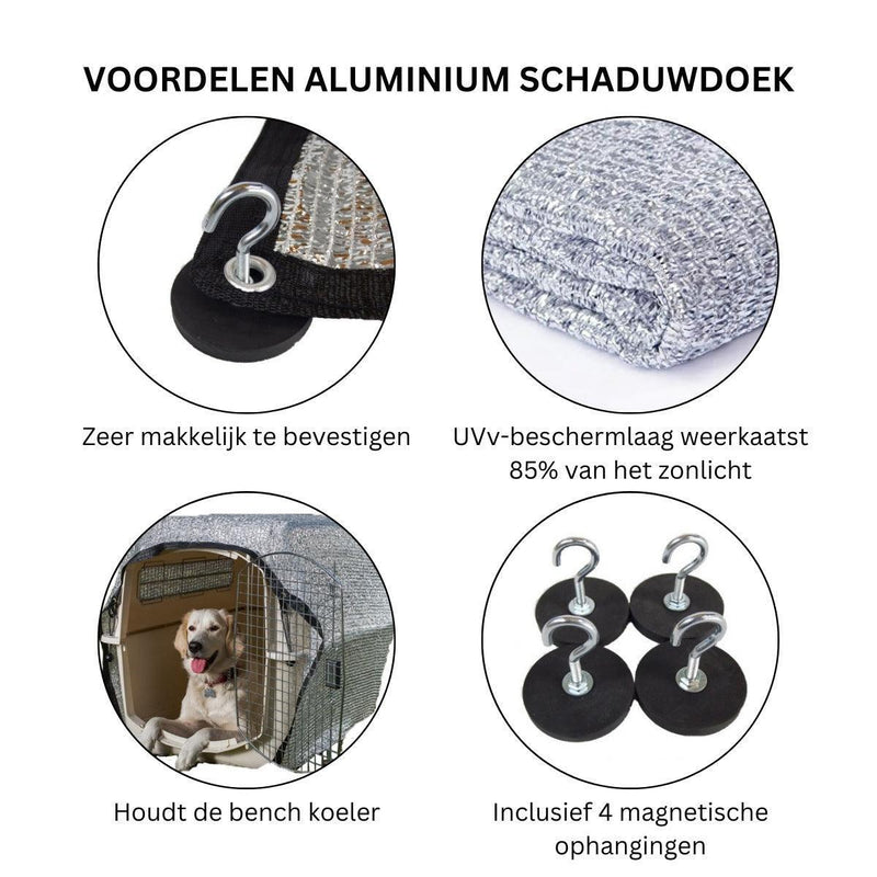 Schaduwdoek vierkant - Schaduwdoek rechthoek - Aluminium - Incl. magnetische haken - Zonnescherm - Zonnescherm auto