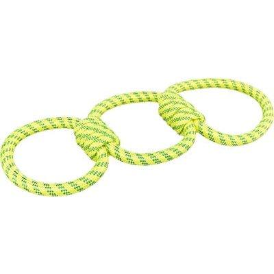 Trixie Aquatoy Touw Trekspeeltje Ringen Polyester Geel / Groen 42 CM - Dogzoo