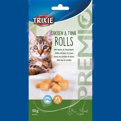Trixie Premio Kip & Tonijn Rolletjes Voor Katten Glutenvrij 50 GR - Dogzoo