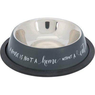 Trixie Voerbak Kat Rvs Anti Slip Grijs