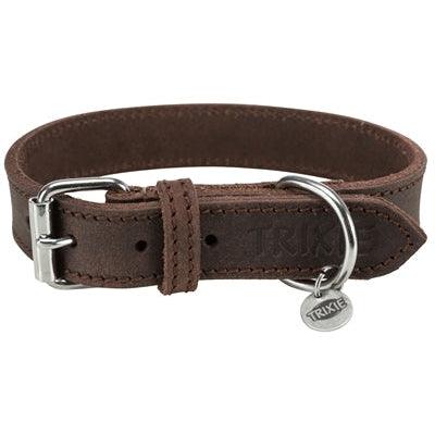 Trixie Halsband Hond Rustic Vetleer Donkerbruin-HOND-TRIXIE-34-40X2,5 CM (402860)-Dogzoo