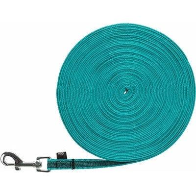 Trixie Hondenriem Sleeplijn Met Rubber Turquoise-HOND-TRIXIE-15 MTR X 1,5 CM (398640)-Dogzoo