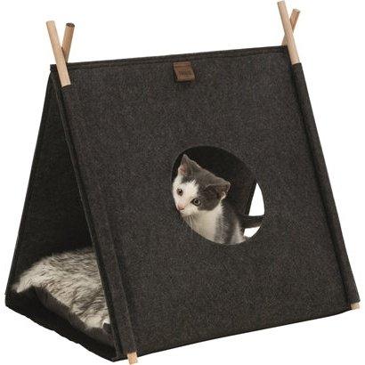 Trixie Kattenmand Tent Elfie Met Kussen Vilt Antraciet 50X46X52 CM - Dogzoo