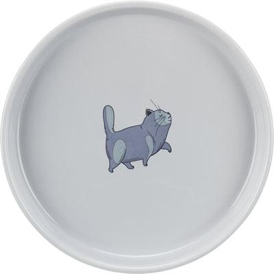 Trixie Voerbak / Waterbak Plat En Breed Kattenprint Grijs 23 CM 600 ML - Dogzoo