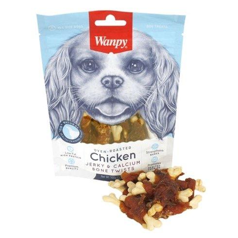 Wanpy Oven-Roasted Chicken Jerky / Calcium Bone Twists 100 GR-HOND-WANPY-Dogzoo