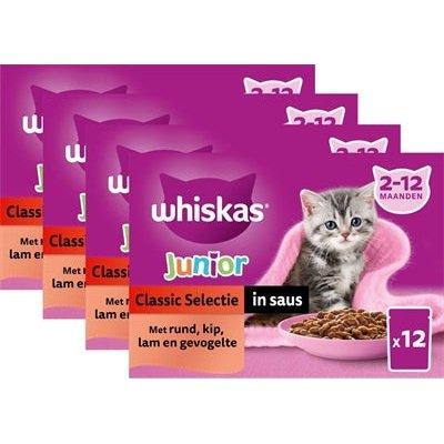 Whiskas Multipack Pouch Junior Classic Selectie Vlees In Saus 4X12X85 GR - Dogzoo