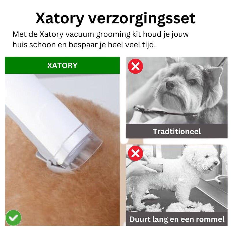 Xatory - Hondentondeuse - Trimmen - Verzorgingsset - Vacuum Grooming Kit - Hondenhaar