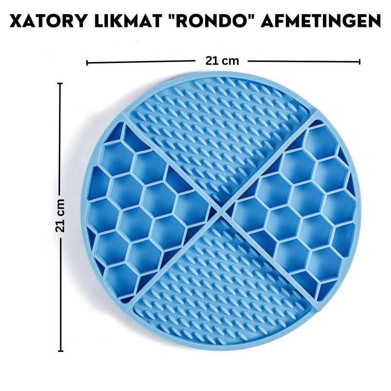 Xatory - Likmat - Rondo - Likmat hond - Honden likmat - Slowfeeder hond - Lick mat - Zelfklevend - Anti schrok - Likmat kat - Voermat - Katten likmat - Likmatten