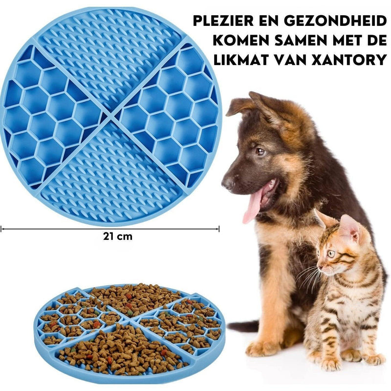 Xatory - Likmat - Rondo - Likmat hond - Honden likmat - Slowfeeder hond - Lick mat - Zelfklevend - Anti schrok - Likmat kat - Voermat - Katten likmat - Likmatten