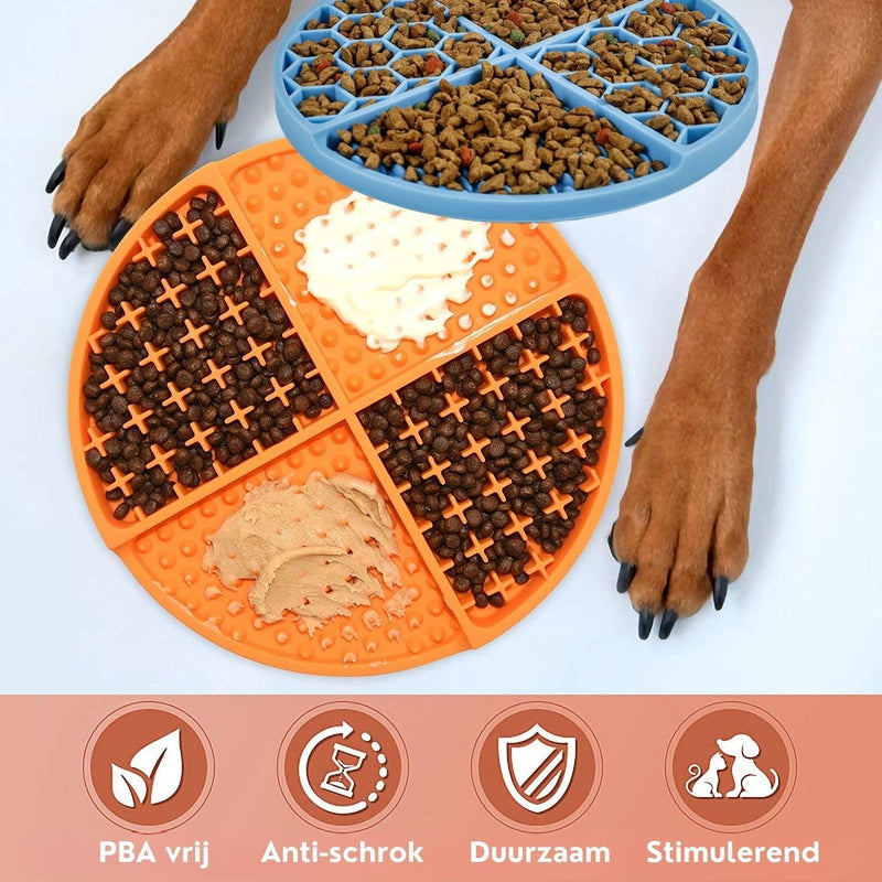 Xatory - Likmat - Rondo - Likmat hond - Honden likmat - Slowfeeder hond - Lick mat - Zelfklevend - Anti schrok - Likmat kat - Voermat - Katten likmat - Likmatten