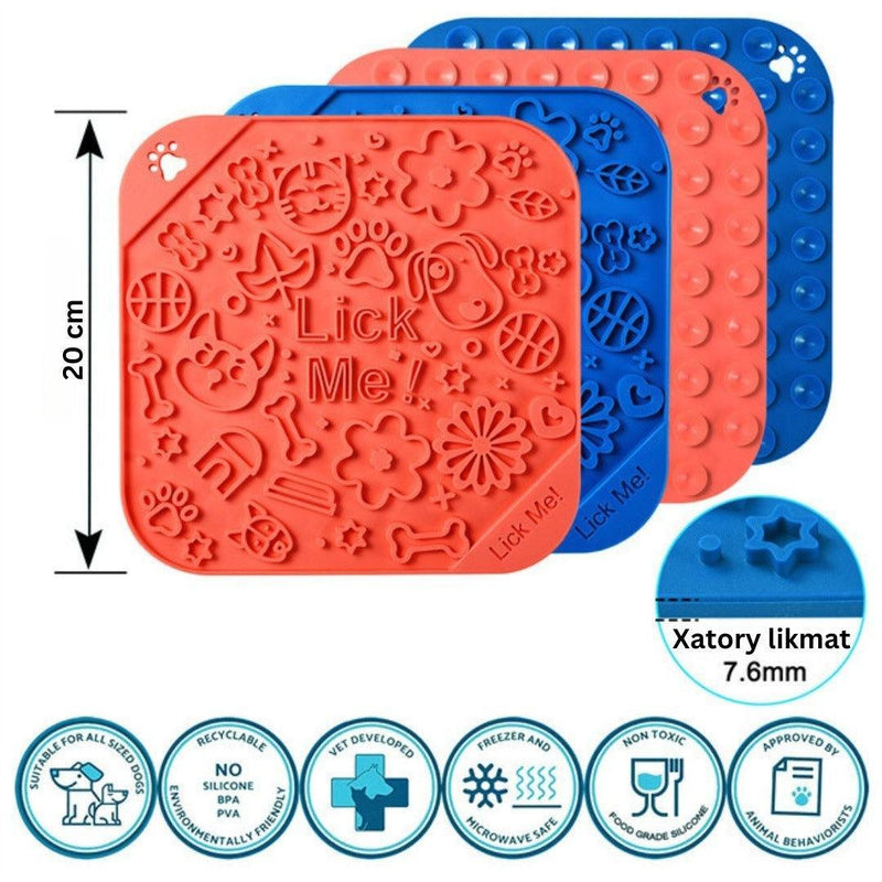 Xatory - Likmat hond - Vuurtje -Likmat - Honden likmat - Zelfklevend - Anti schrok - Likmat kat - Voermat - Lick mat - Katten likmat - Likmatten