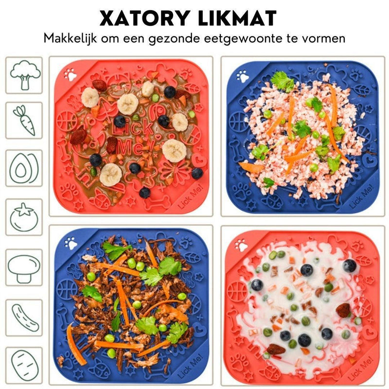 Xatory - Likmat hond - Vuurtje -Likmat - Honden likmat - Zelfklevend - Anti schrok - Likmat kat - Voermat - Lick mat - Katten likmat - Likmatten