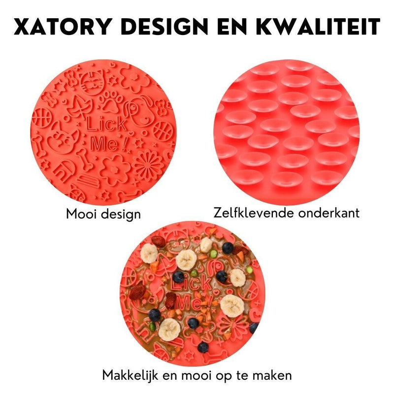 Xatory - Likmat hond - Vuurtje -Likmat - Honden likmat - Zelfklevend - Anti schrok - Likmat kat - Voermat - Lick mat - Katten likmat - Likmatten
